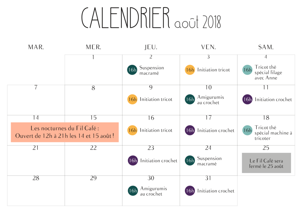 ateliers fil cafe crochet tricot aout